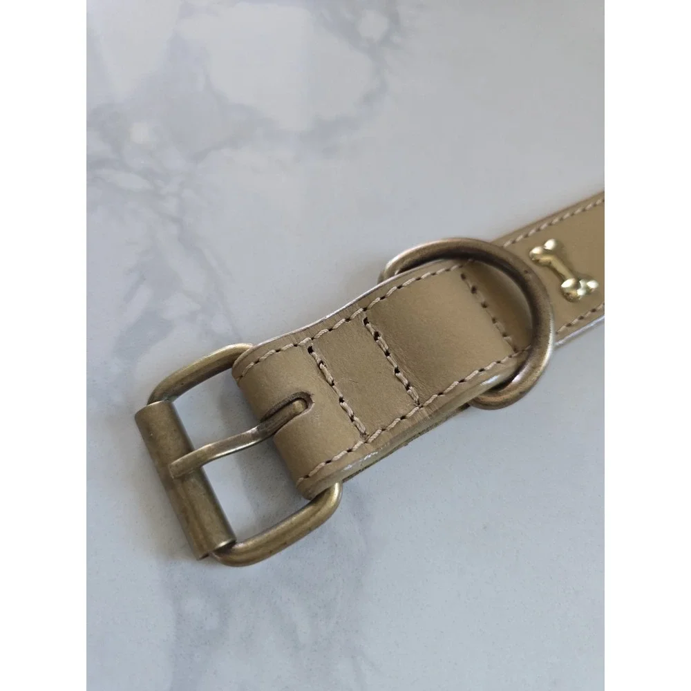 Dog‎ Puppy Lux Gold Metal Bone Collar Beige 21 In New Without Tag